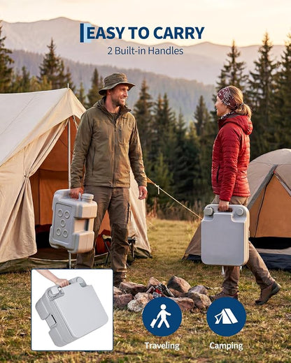 Garvee Portable Travel Toilet, T Outlet Water, RV Potty | 5.3 Gal Waste Water Tank & 3.2 Gal Flush Tank, Indoor Outdoor Push-Button Pressurized Flush Commode for Camping Boating