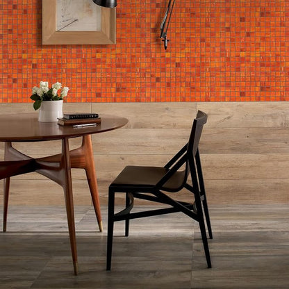 11.5 sq.ft Orange Glass Mosaic Tile for Bathroom, Pool, Kitchen Backsplash | Waterproof Wall & Floor Tile. Heat & frost resistant outdoors. Mesh-mounted easy install. Use any grout. Easy clean. 10pcs.