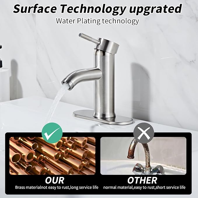 Bathroom Sink Vanity Faucet Single Handle Brushed Nickel Modern RV Faucet Deck Mount 1 Hole or 3 Holes