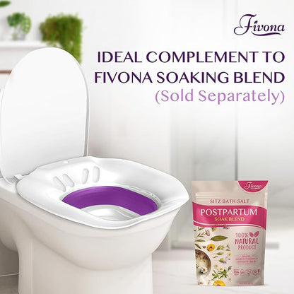 Fivona Sitz Bath for Toilet Seat Postpartum and Hemorrhoids Care - Yoni Steam Seat - Foldable Basin for Epsom Salt Soak - Portable Bidet BPA Free Temperature Resistant - Universal Fit - Purple