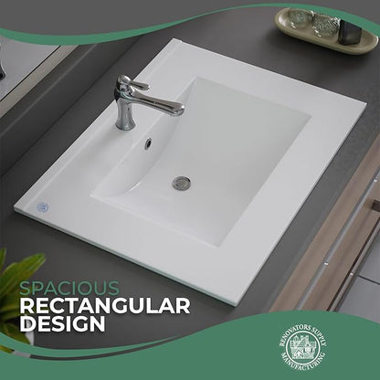 Renovators Supply Manufacturing Luke 24" Drop-in Self-Rimming Rectangular Bathroom Sink In White With Overflow Pack of 1