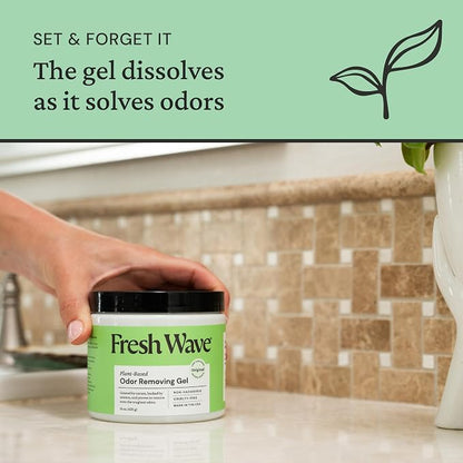 Fresh Wave Original Odor Eliminator Gel 2-Pack 15 oz & 7 oz Air Freshener | Plant-based formula. No parabens or harsh chemicals. EPA Safer Choice. Bathroom & closet odor absorber. Refillable.