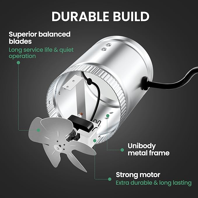 iPower 4 Inch Inline Booster Duct Fan 100 CFM HVAC Exhaust Ventilation Blower with Low Noise for Grow Tent, Basements, Bathrooms, Kitchens and Attics, 2 Packs, Silver