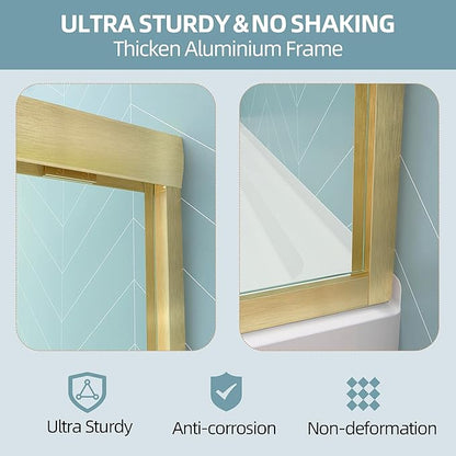 GETPRO Sliding Shower Door 50-54 in. W x 72 in. H Semi-Frameless Bypasss Double Sliding Glass Shower Enclosure,1/4 inch Clear Tempered Glass Door for Walk-in Shower Brushed Gold