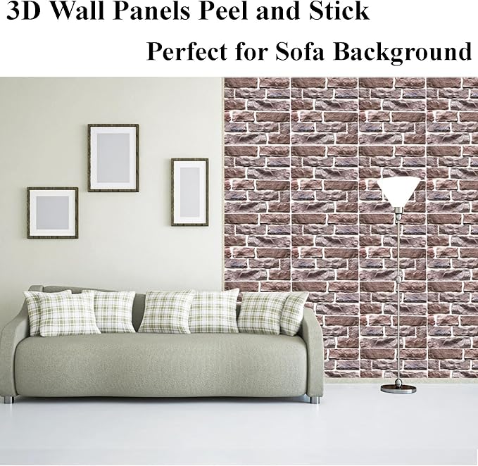 3D Wall Panels Peel and Stick,10Pcs 3D Brick Wallpaper Self-Adhesive | 11.81*11.81 Inch, Waterproof, Self-Adhesive Wall Tiles, for Accent Walls, Kitchen, Bathroom, Bedroom & Office Decor