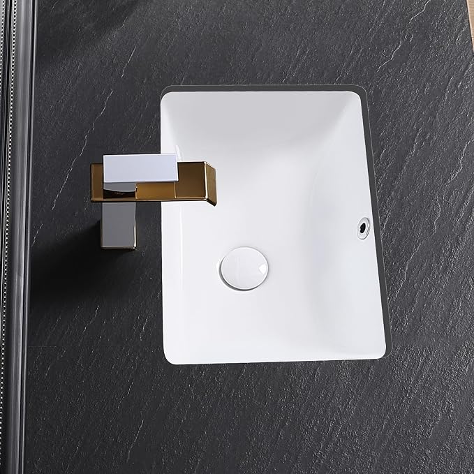 Undermount Bathroom Sink 18x13 Inch Vessel Sink White Porcelain Ceramic Under Counter Lavatory Vanity Sink Basin Rectangular Undermount Sinks with Overflow