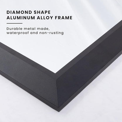 Bathroom Mirror Black, 55x40 Inch | Thick Metal Framed, HD Reflection, Anti-Rust, Hang Horizontally/Vertically, Suitable for Vanity, Bedroom, Bathroom, Entryway
