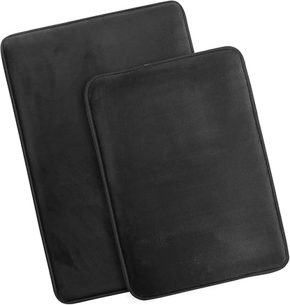 Clara Clark 2 Piece Bathroom Rugs Bath Mat Set, Velvet Memory Foam Bath Mats for Bathroom - Non-Slip, PVC Backing Bath Rugs, Washable - Dries Quickly, Black