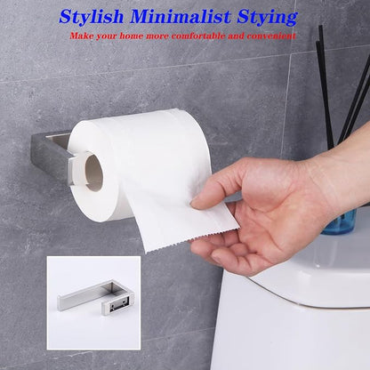 GERZWY 2-Piece Bathroom Accessory Set SUS 304 Stainless Steel Toilet Paper Holder Towel Ring Wall Mount, Polished Finish HG1708-2JG