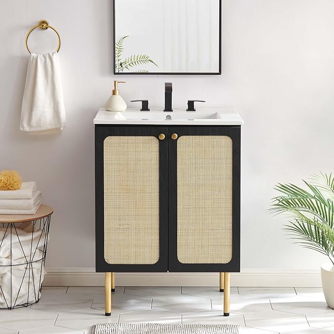 Modway EEI-6693-BLK-WHI Chaucer 24" Bathroom Vanity, Black White