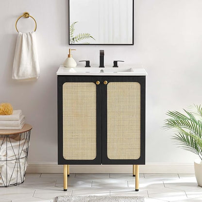 Modway EEI-6693-BLK-WHI Chaucer 24" Bathroom Vanity, Black White