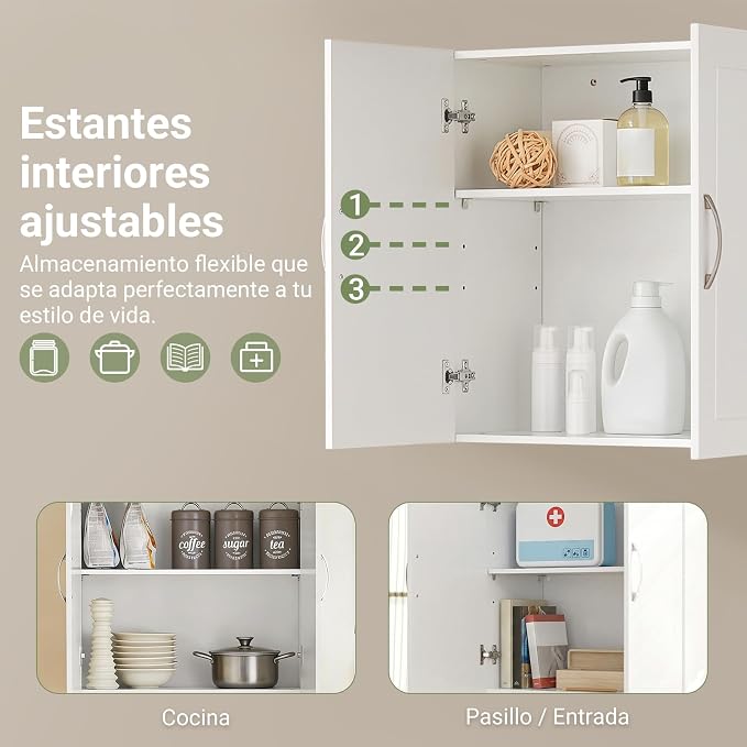 Haotian Wall Cabinet, Bathroom Storage, 23.6 x 11.8 x 23.6 in, MDF, White | Floating Wall Linen Storage Cabinet With Adjustable Shelf, Multi-Scene Bathroom Cabinet For Daily Home Storage, FRG231-W