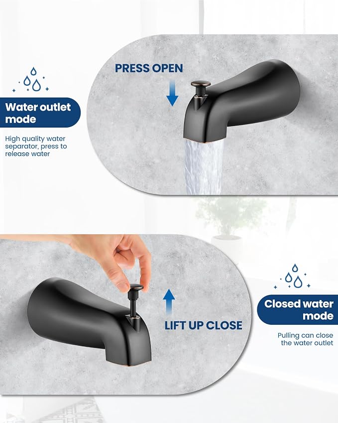 Airuida Shower Faucet Set with Tub Spout,8" Bathtub Faucet-Oil Bronze | Male Threads Rough-In Valve,Round Head Shower System,Tub and Shower Kit Set