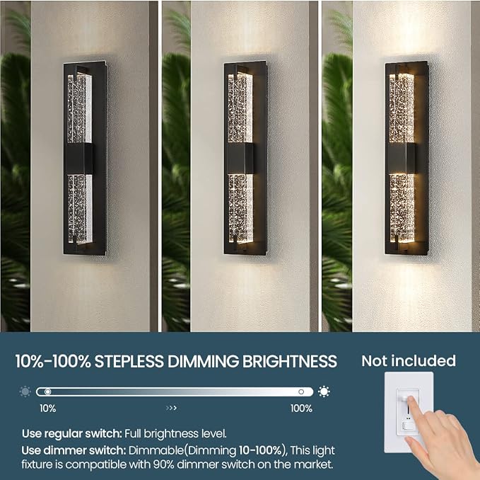 WOSHITU LED Wall Sconce Light: 19 Inch Black Modern Sconces Wall Lighting 3000K Dimmable Crystal Wall Lamps Indoor Bathroom Sconce Wall Mount Light Fixtures for Living Room/Bedroom/Hallway