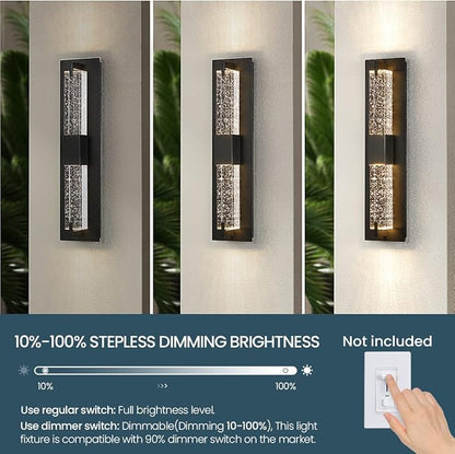 WOSHITU LED Wall Sconce Light: 19 Inch Black Modern Sconces Wall Lighting 3000K Dimmable Crystal Wall Lamps Indoor Bathroom Sconce Wall Mount Light Fixtures for Living Room/Bedroom/Hallway