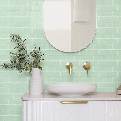 STICKGOO Subway Tile Peel and Stick Backsplash, Thicker Design 12" x 12" Stick on Backsplash Tiles for Kitchen, Bathroom, Wall Tile (10 Sheets, Light Green)
