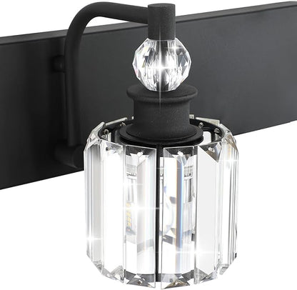 Ralbay Black Crystal Bathroom Lights Fixtures 3 Light Crystal Bathroom Vanity Lights Fixtures Over Mirror Modern Matte Black Bath Wall Lights