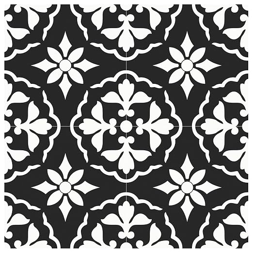 MORCART 20PCS 7.87" x 7.87" Peel and Stick Floor Tile, Black & White Retro | Self-Adhesive DIY Vinyl Flooring, Removable and Waterproof Tile Sticker for Bathroom, Kitchen, Wall, Bedroom, Stairs