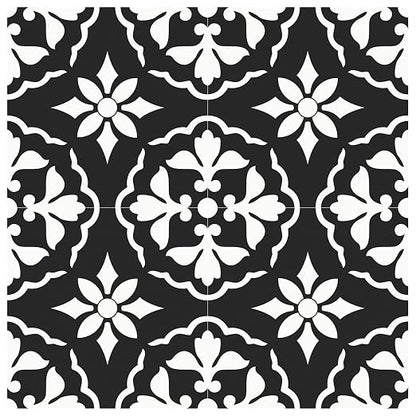 MORCART 20PCS 7.87" x 7.87" Peel and Stick Floor Tile, Black & White Retro | Self-Adhesive DIY Vinyl Flooring, Removable and Waterproof Tile Sticker for Bathroom, Kitchen, Wall, Bedroom, Stairs