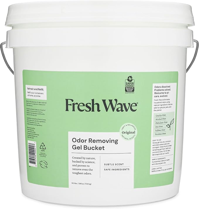 Fresh Wave Odor Eliminator Gel Bucket, 248 oz. Original Refill | EPA Safer Choice rated, No parabens or harsh chemicals, Refills up to 16 large gel jars, Pet-safe room deodorizer