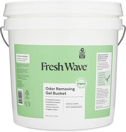 Fresh Wave Odor Eliminator Gel Bucket, 248 oz. Original Refill | EPA Safer Choice rated, No parabens or harsh chemicals, Refills up to 16 large gel jars, Pet-safe room deodorizer