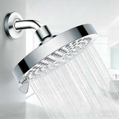 Shower Head High Pressure: 6" Rain Shower Head for Bathroom Upgrade with 7 Modes & Easy Clean Nozzles - 360° Adjustable Family Spa Showerhead for Men Women (Chrome)