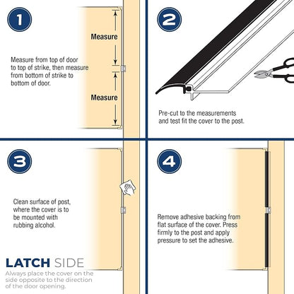 Prime-Line 650-1010 Restroom Door Privacy Cover, Black, 2-1/8 x 58 In., Rigid Plastic and Flexible Vinyl Restroom Stall Gap Filler, Provides Privacy, Easy to Install Self-Adhesive (Single Pack)