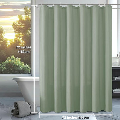 OVZME Zora Sage Green Shower Curtain for Bathroom, Fabric Shower Curtain Bath Decoration - Soft Cloth Hotel Spa Quality, Water Repellent, Modern Shower Curtain Set with 12 Hooks, Grommets Top, 72Wx72L