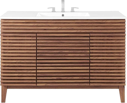 Modway Render 48" Single Bathroom Vanity in Walnut White