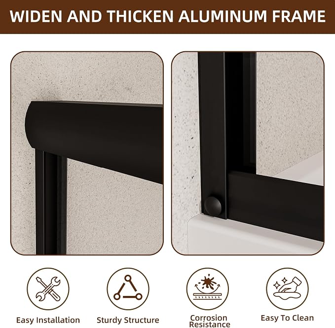 Semi-Frameless Sliding Shower Door 56-60"W x 72"H ,Grid Pattern Matte Black | Grid Pattern Design,6mm SGCC Tempered Glass,Nano Coating Easy Clean.Walk-in & Bathtub Use,Reversible Installation