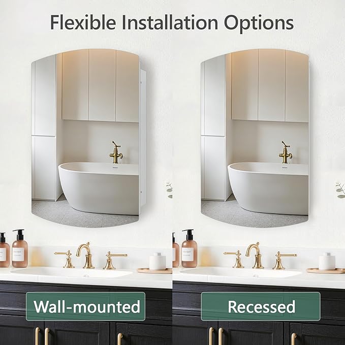 22x30 inch Medicine Cabinet Frameless Bathroom Mirror Cabinet Recess or Surface Mounted Medicine Cabinet with Mirror Cabinet for Bathroom Living Room Toilet Kitchen