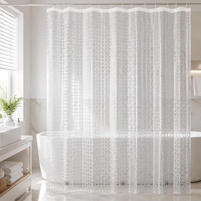 Shower Curtain Liner, 100% Waterproof Peva Shower Curtains with 3 Duty Heavy Bottom Magnets and 12 Rust Proof Grommets, 72x72 Weighted Shower Liner for Shower Stall, Bathtubs