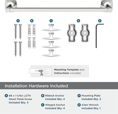 Amerock BH3609326 | Chrome Towel Bar | 18 in (457 mm) Towel Rack | Stature | Bathroom Towel Holder | Bathroom Hardware | Bath Accessories