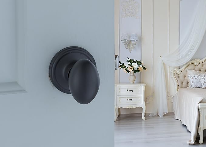 Copper Creek EK2020BC Egg Door Knob, Passage Function, 1 Pack, in Black