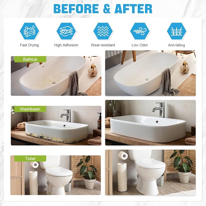 White Tub and Tile Paint, 70oz Tub and Tile Refinishing Kit with Hardener, Bathtub Paint for Bathroom, Kitchen, Tile and Bathtub, 100-120sq.ft