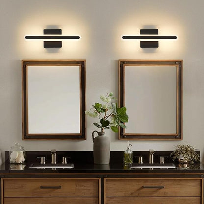 Modern LED Bathroom Vanity Light Fixtures, 5CCT Dimmable Bathroom Light Bar | Hardwired Vanity Light, 15.7-Inch 16W Black Makeup Mirror Lights
