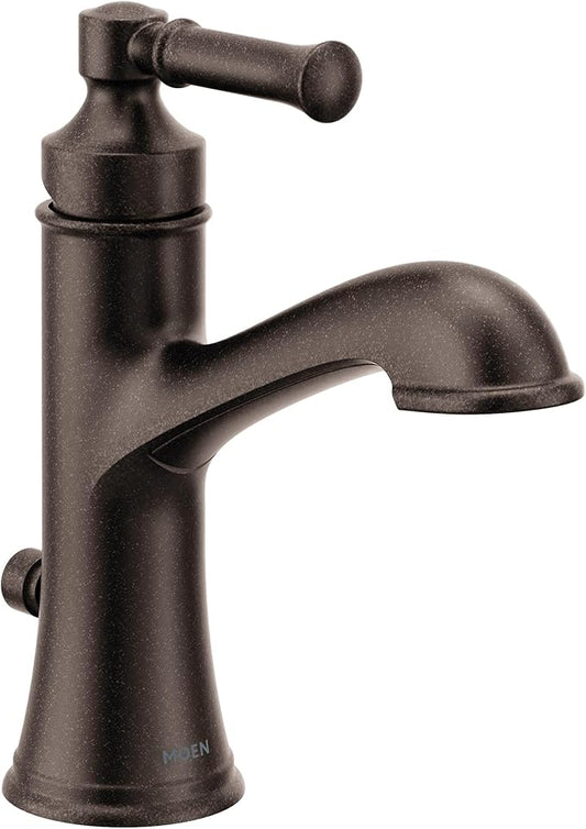 Moen Dartmoor Oil Rubbed Bronze Single Handle Bathroom Sink Faucet with Optional Deckplate, 6803ORB