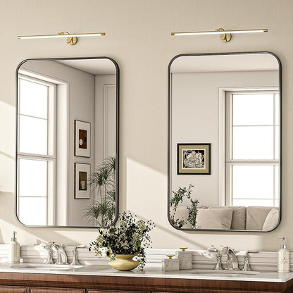 20x28 Inch Black Bathroom Vanity Mirror for Over Sink | Rectangle Wall Mirror for Bathroom with Round Corner, Hangs Horizontally Vertically for Living Room, Bedroom as Home Decor