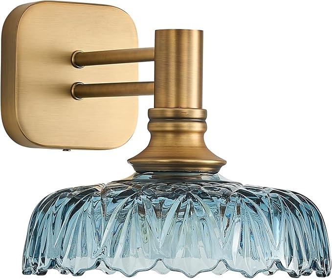 Vintage Blue Wall Sconce Lamp Bathroom Lighting Glass Wall Light Fixture for Kitchen Dining Room Bedroom Hallway