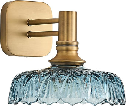 Vintage Blue Wall Sconce Lamp Bathroom Lighting Glass Wall Light Fixture for Kitchen Dining Room Bedroom Hallway