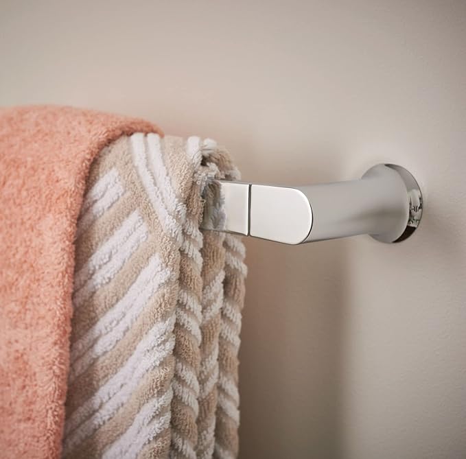 Moen Genta LX Chrome Modern 18-Inch Single Kitchen or Bathroom Towel Bar, BH3818CH (Pack of 2)