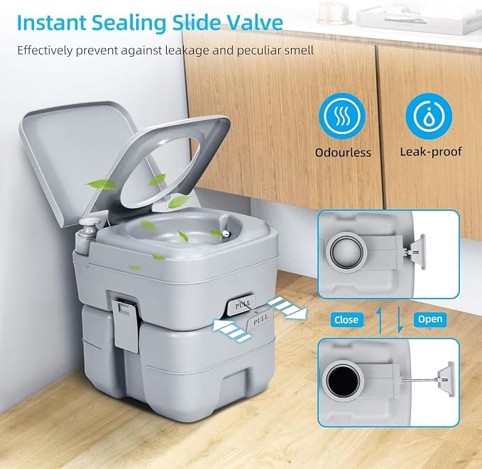 YITAHOME 2.64Gal Portable Toilet Camping Porta Potty | w/Press Flush Pump, Space Saving Indoor Outdoor Toilet for Adults, RV Travel, Boat and Trips