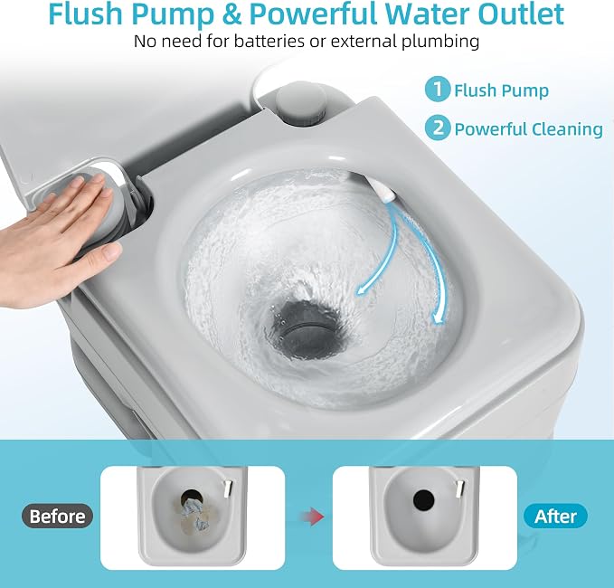 YITAMOTOR 3.17 Gallon Portable Toilet for Camping, RV Travel Potty with Press Flush Pump, Leak-proof Seal Ring for Travel, Boating, Hiking, Trips | RV Travel Potty with Press Flush Pump, Leak-proof Seal Ring for Travel, Boating, Hiking, Trips
