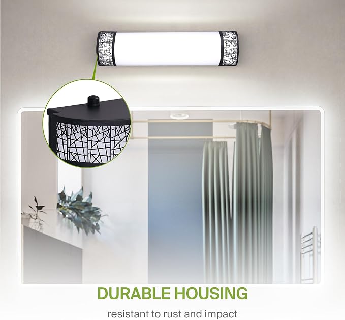 ASD 18 Inch LED Bathroom Vanity Light, 5CCT 2700K-5000K 20W, Dimmable Bathroom Light Fixtures, Modern Vanity Lights for Bathroom Lighting Fixtures Over Mirror, Wall Light Bar, Black, ETL