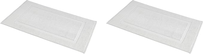 Amazon Basics Banded Bathroom Bath Rug Mat, Soft Silver, 31 inches L x 20 inches W (Pack of 2)
