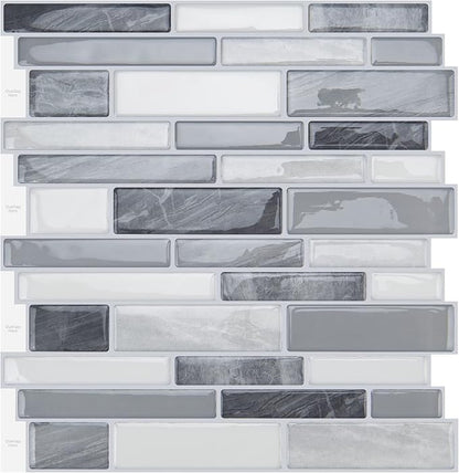 WOWSTAR 10-Sheet Peel and Stick Backsplash Tile for Kitchen Wall, Back Splash Stick On Tiles for Kitchen (12"x 12", Gray) | Peel and stick backsplash, self-adhesive wall tile, Gray, waterproof, kitchen bathroom wall, 10-sheet
