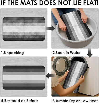 Bathroom Sets with Shower Curtain and Rugs 4 Pcs, Abstract Striped | Modern Ombre Lines Bathroom Decor Set with Toilet Lid Cover, Non-Slip Bath Mats and Accessories 12 Hooks