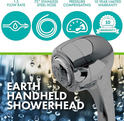 Niagara Conservation Luxurious Water-Efficient Handheld Showerhead, Earth Massage Spa with 3 Spray Settings, Brushed Nickel Finish, 1.5 GPM, Includes 72-Inch Hose and Mounting Bracket (N2945BN)