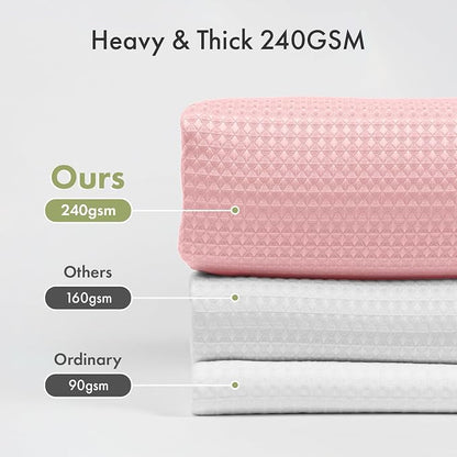AmazerBath Waffle Shower Curtain, Stall Shower Curtain, Blush Pink Shower Curtain Fabric, Hotel Quality Bathroom Shower Curtains, Heavy Duty, 36 x 72 Inches
