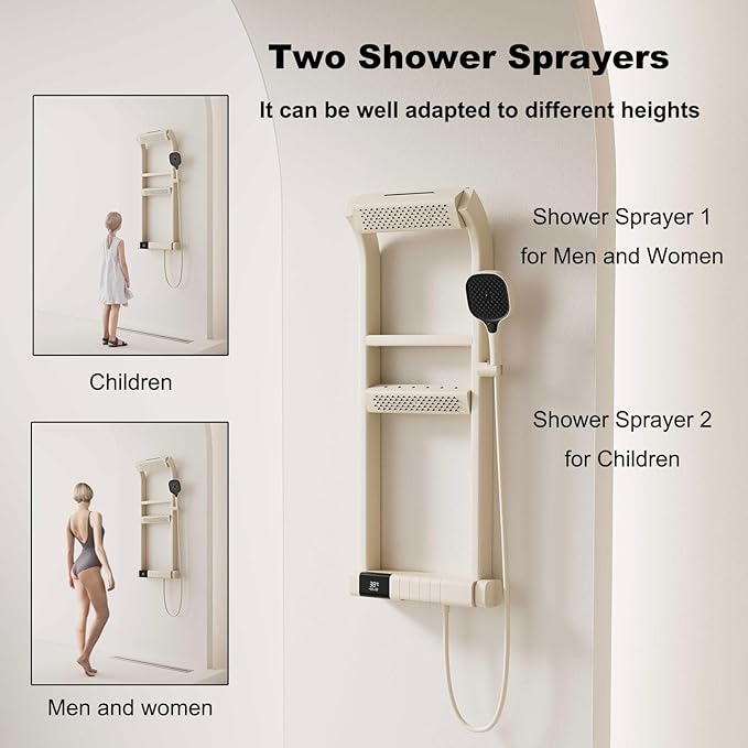 BEITH Thermostatic Shower System, 2025 Upgraded 6 Functions Piano Key Design Shower Set, 40x10cm Shower Faucet Sets Complete and Handheld, LED Digital Display, Bathtub Faucet, 59A Copper